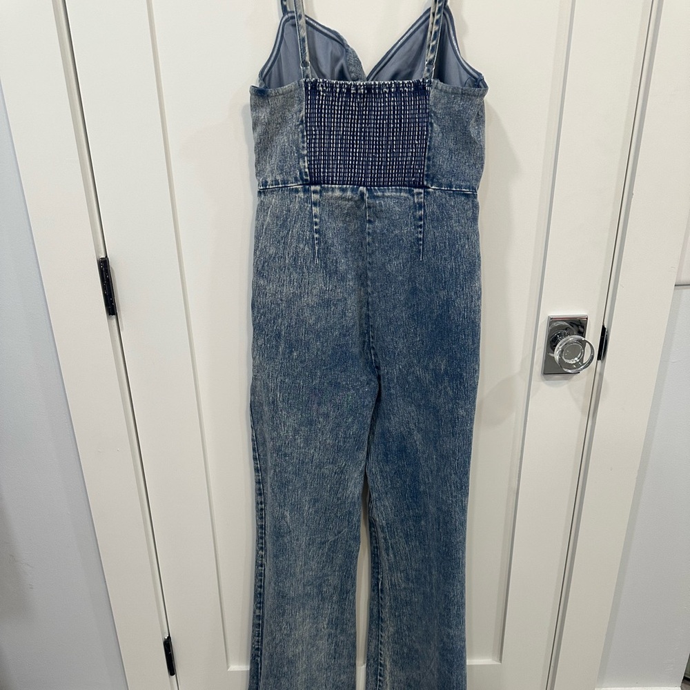 Women's Blue Denim Jumpsuit - Picture 3 of 4